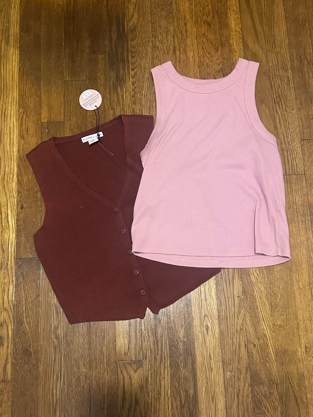 Bundle Sincerely Jules button up sweater vest (L) Old Navy Ribbed Snug Tank (L)